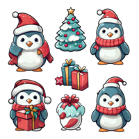 set of cute christmas Element decoration illustration template. icon, sticker. with transparent background. png