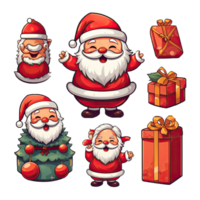 set of cute christmas Element decoration illustration template. icon, sticker. with transparent background. png