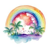 Watercolor rainbow art. Print, sublimation, illustration, clipart, image for design on a white background. Generative AI photo