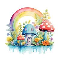Watercolor rainbow art. Print, sublimation, illustration, clipart, image for design on a white background. Generative AI photo