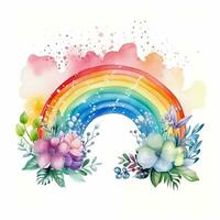 Watercolor rainbow art. Print, sublimation, illustration, clipart, image for design on a white background. Generative AI photo