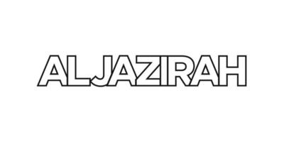 Alabama jazira en el Sudán emblema. el diseño caracteristicas un geométrico estilo, vector ilustración con negrita tipografía en un moderno fuente. el gráfico eslogan letras.