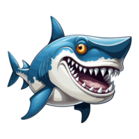 tiburón abre boca y mira enojado pegatina png