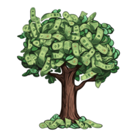 Geld Baum Illustration, Geld Finanzen, Geld sparen. png