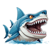 Shark opens mouth and looks angry sticker png