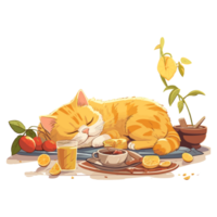 Cat sleeping cartoon cute sticker png