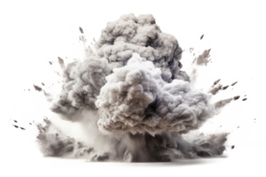 Bomb explosion with fire flames and smoke, isolated on transparent background png