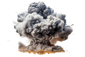 bomba explosion med brand lågor och rök, isolerat på transparent bakgrund png