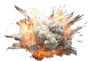 bomba esplosione con fuoco fiamme e Fumo, isolato su trasparente sfondo png