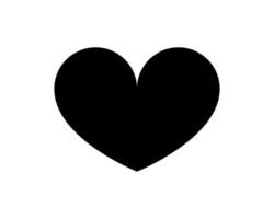 silueta negra del icono del vector del corazón del amor aislada en el fondo blanco.
