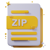 ZIP file format of 3D illustration. file format 3D concept. 3d rendering png