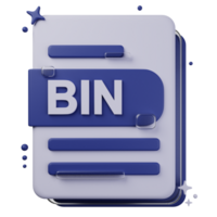 BIN file format of 3D illustration. file format 3D concept. 3d rendering png