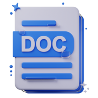 DOC file format of 3D illustration. file format 3D concept. 3d rendering png