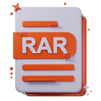 RAR file format of 3D illustration. file format 3D concept. 3d rendering png