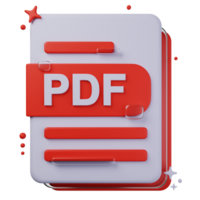 PDF file format of 3D illustration. file format 3D concept. 3d rendering png