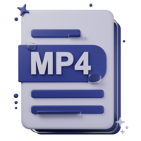 MP4 file format of 3D illustration. file format 3D concept. 3d rendering png