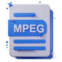 MPEG file format of 3D illustration. file format 3D concept. 3d rendering png