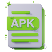 APK file format of 3D illustration. file format 3D concept. 3d rendering png