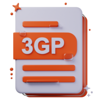 3GP file format of 3D illustration. file format 3D concept. 3d rendering png