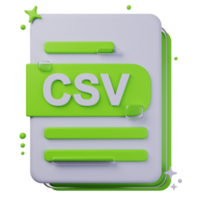 csv fil formatera av 3d illustration. fil formatera 3d begrepp. 3d tolkning png