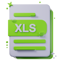 XLS file format of 3D illustration. file format 3D concept. 3d rendering png