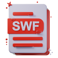 SWF file format of 3D illustration. file format 3D concept. 3d rendering png