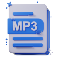 MP3 file format of 3D illustration. file format 3D concept. 3d rendering png