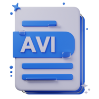 AVI file format of 3D illustration. file format 3D concept. 3d rendering png