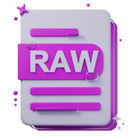 RAW file format of 3D illustration. file format 3D concept. 3d rendering png