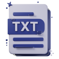 TXT file format of 3D illustration. file format 3D concept. 3d rendering png