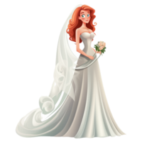 Beautiful Women Holding Flower Wedding Dress Ai Genrative png