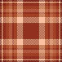 Plaid check pattern in orange and red colors. Seamless fabric texture. Tartan textile print. vector