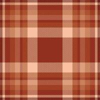 Plaid check pattern in orange and red colors. Seamless fabric texture. Tartan textile print. vector