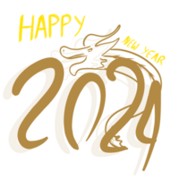 happy new year 2020 with dragon on transparent background png