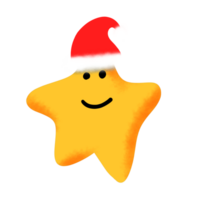 a cartoon star wearing a santa hat png