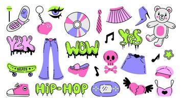 Y2k fashion elements set vector