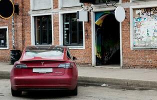 Minsk, Belarus, July  2023 - electric car Tesla photo