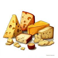 Delicious pieces of cheese with isolated background generative ai photo