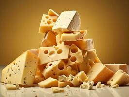 Delicious pieces of cheese generative ai photo