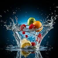 Water splash flying through the air food photography generative ai photo