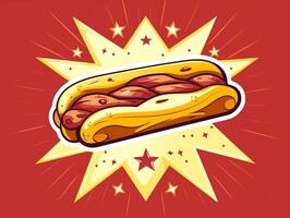 Hot Dog symbol for fast food or street food design for restaurant or cafe generative ai photo