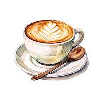 watercolor ultra realistic and hyper detailed of white coffee, clipart, white background generative ai photo