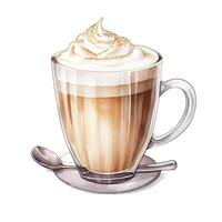 watercolor ultra realistic and hyper detailed of white coffee, clipart, white background generative ai photo