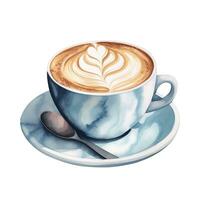 watercolor ultra realistic and hyper detailed of white coffee, clipart, white background generative ai photo