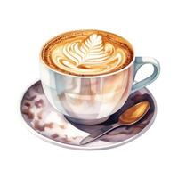 watercolor ultra realistic and hyper detailed of white coffee, clipart, white background generative ai photo