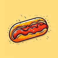 Hot Dog symbol for fast food or street food design for restaurant or cafe generative ai photo