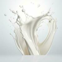 White milk wave splash with splatters and drops generative ai photo