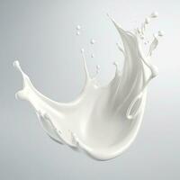White milk wave splash with splatters and drops generative ai photo