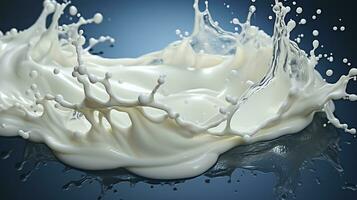 White milk wave splash with splatters and drops generative ai photo