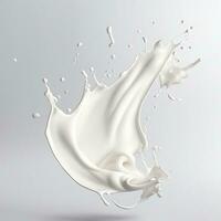 White milk wave splash with splatters and drops generative ai photo